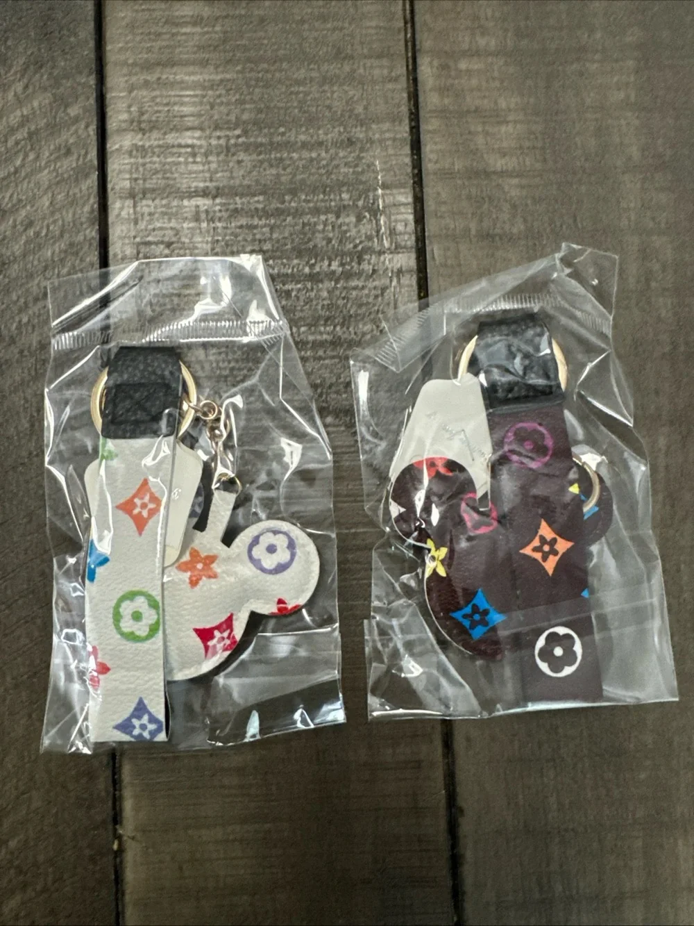 Luxury Purse Design Inspired Mickey Mouse Keychain in White/Multi & Brown/Multi